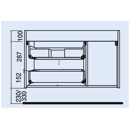 Vanity Uniiq 36 inches (900) 2 drawers + door offset matte white