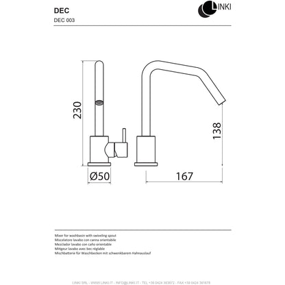 Lavabo faucet single lever Deco stainless steel DEC003