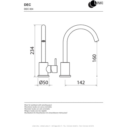 Lavabo faucet single lever Deco stainless steel DEC004