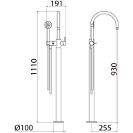 Rubinetto per vasca da bagno freestanding Deco in acciaio inox DEC072 