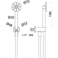 Water outlet wall mount + hand shower Deco stainless steel DEC452