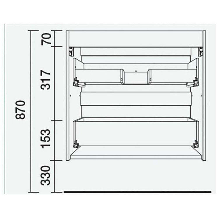 Vanity Fussion line 28 inches (700) 2 drawers Bay pine