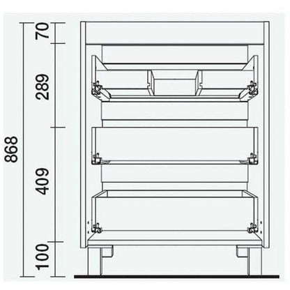 Vanity Fussion line 28 inches (700) 3 drawers Natural