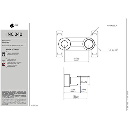 Brut pour robinet de lavabo progressif mural INC040
