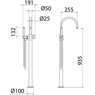 Bathtub faucet freestanding Insert stainless steel INS071