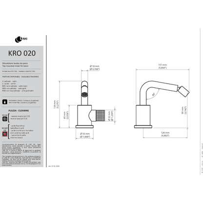 Robinet de bidet Kronos Acier inoxydable KRO020