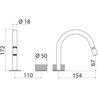 Robinet de bidet 2 trous Kronos en acier inoxydable KRO120