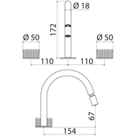 Rubinetto bidet 3 fori Kronos in acciaio inox KRO220 