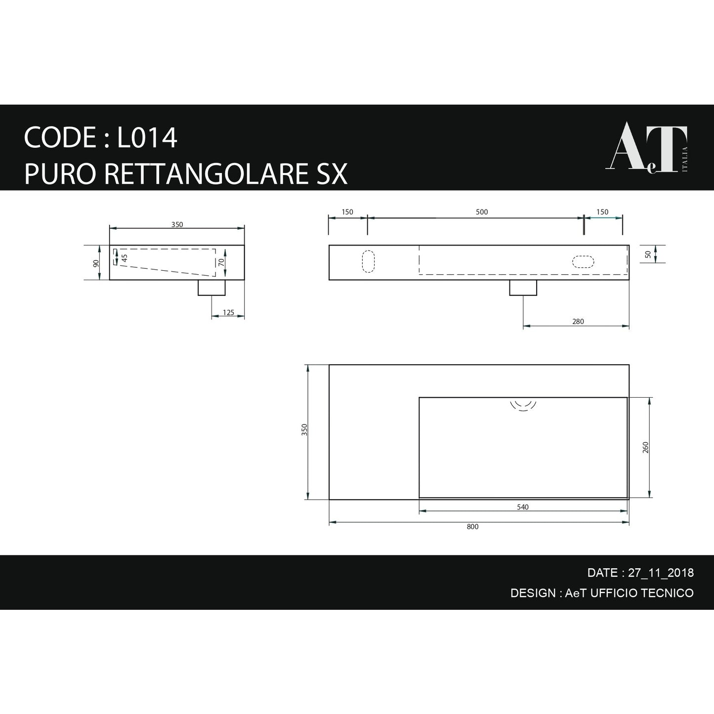 Porcelain sink P35 SX L014