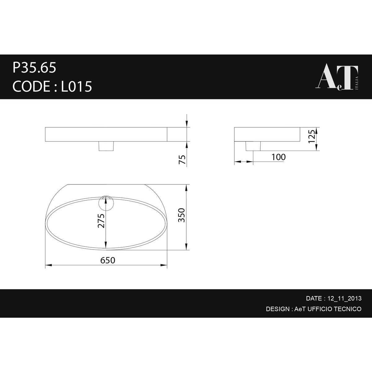 Lavabo en porcelaine P35.65 L015