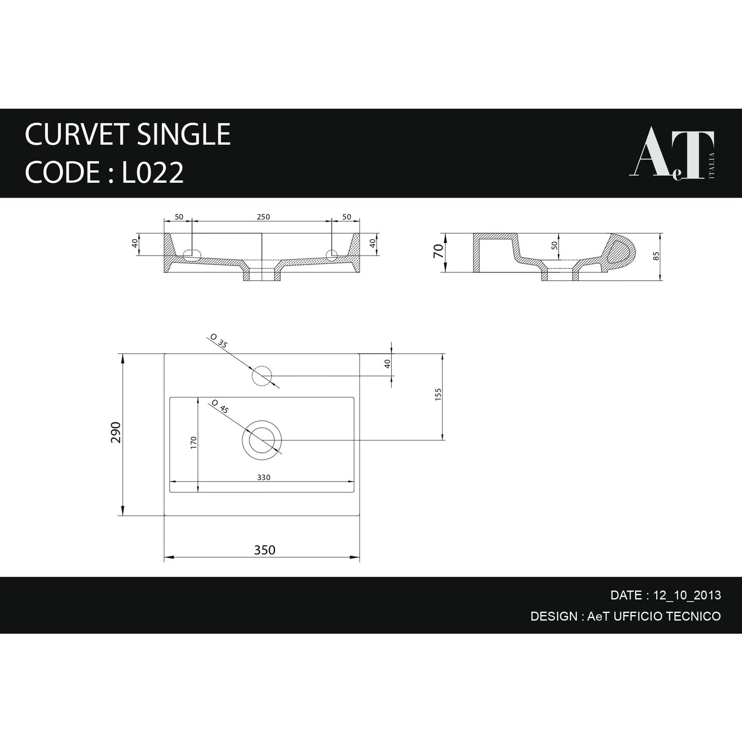 Porcelain Sink CURVET L022 *Limited stock*