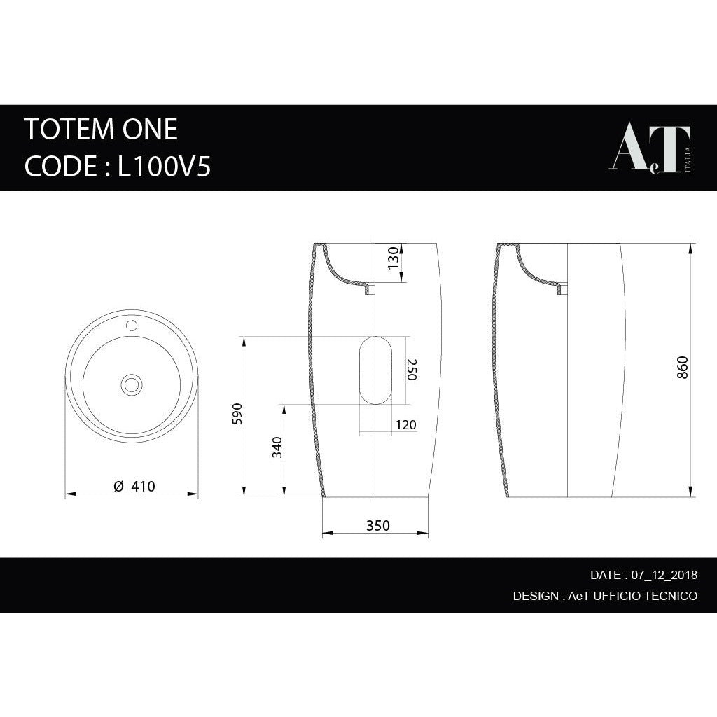 Freestanding lavabo L100 SPOT TOTEM ONE Porcelain