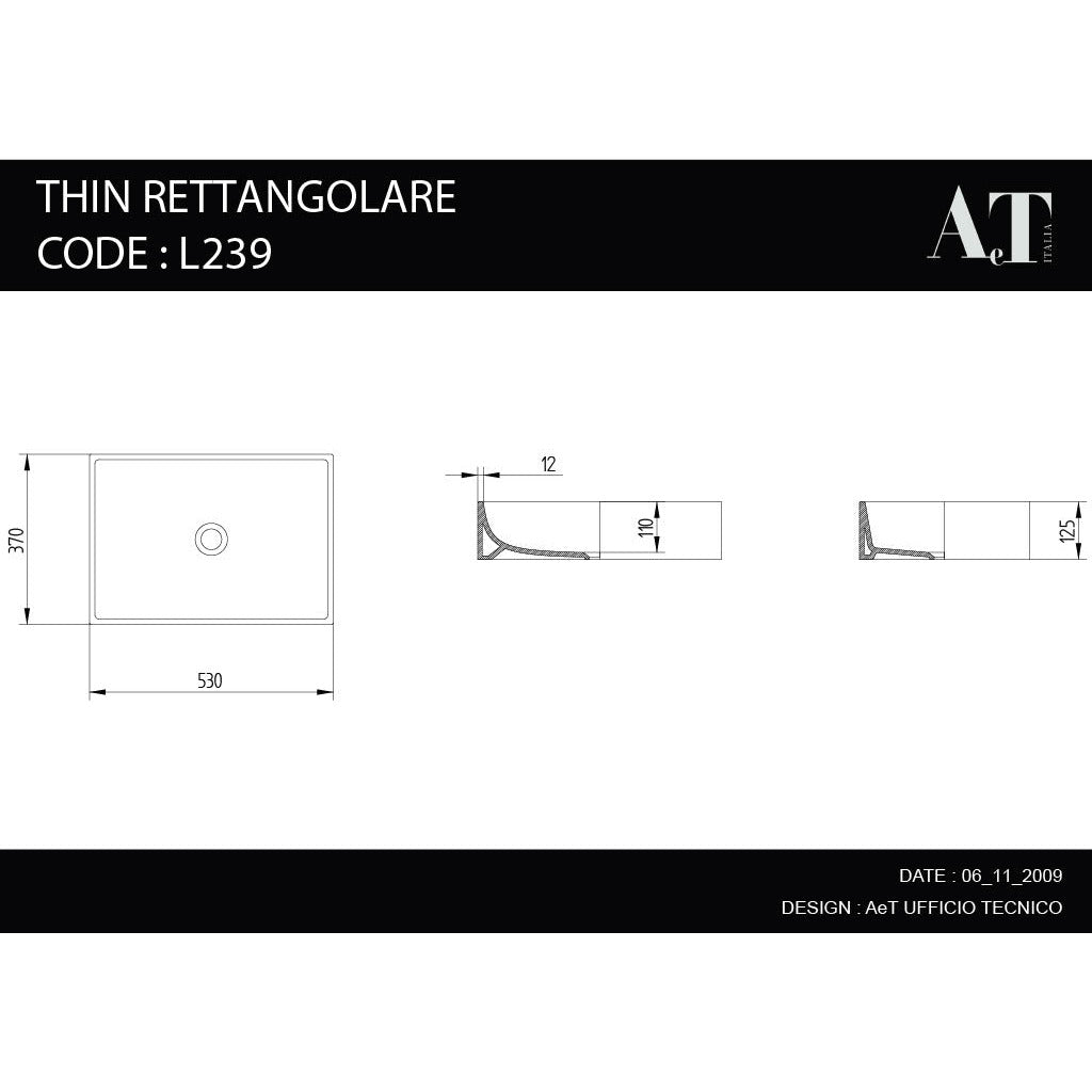 Porcelain Sink THIN RETTANGOLARE L239