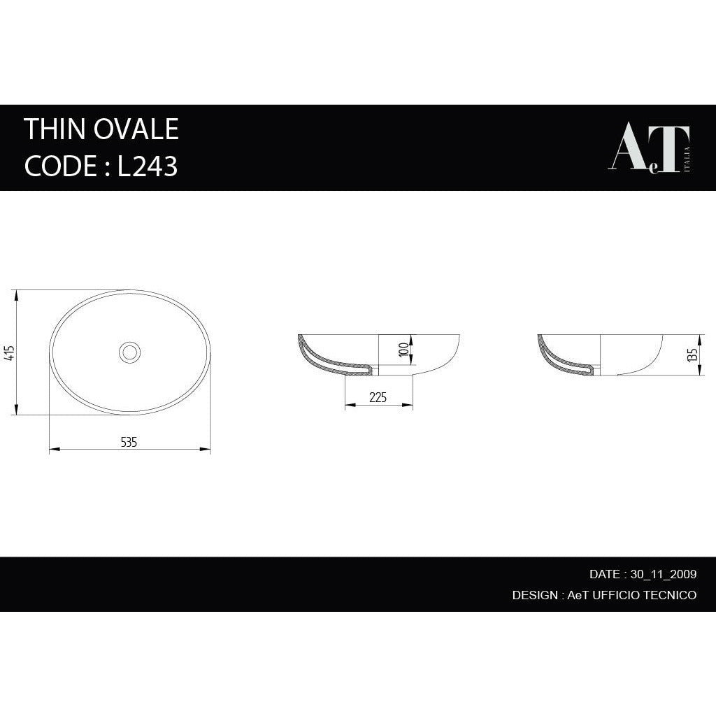 Porcelain Sink THIN OVALE L243