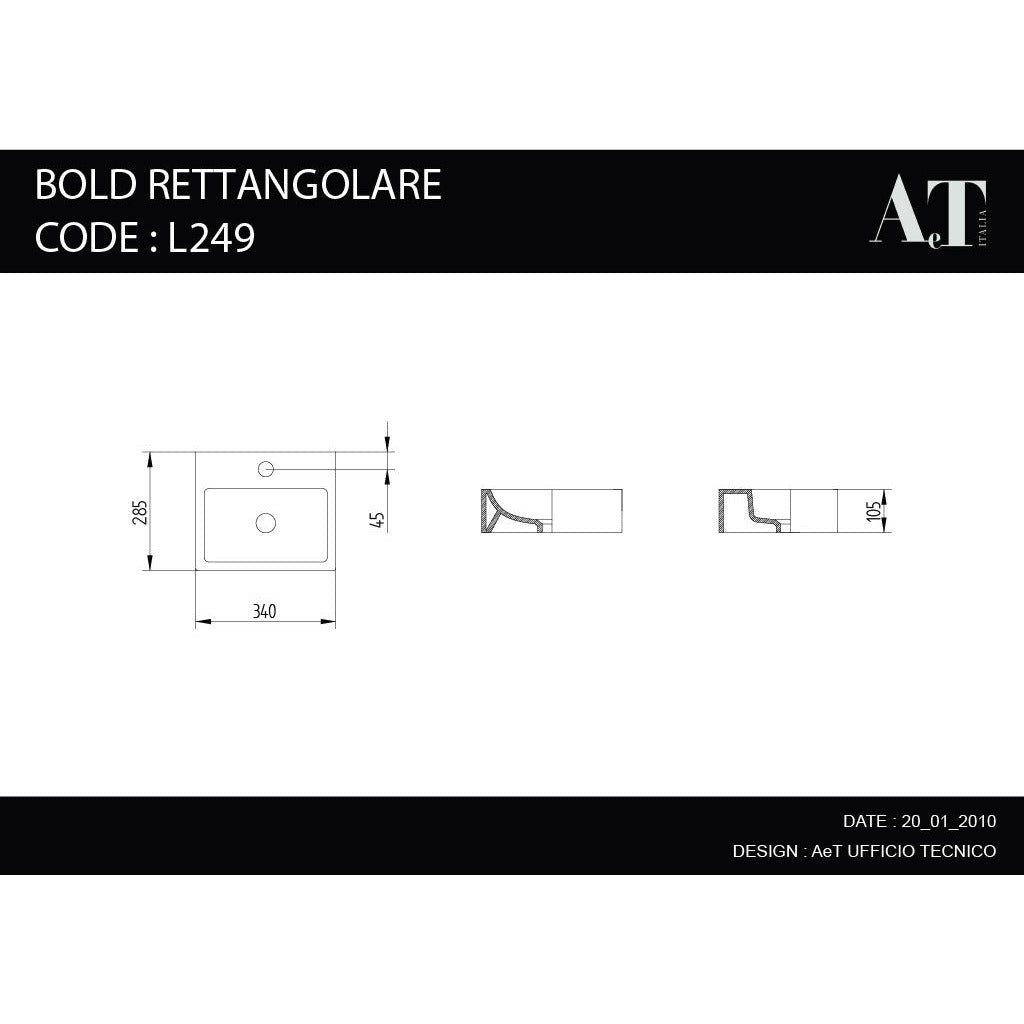 Lavabo en porcelaine BOLD RETTANGOLARE SM L249