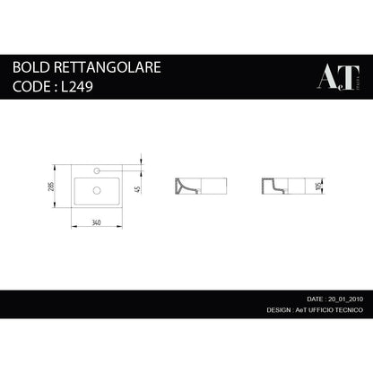 Porcelain Sink BOLD RETTANGOLARE SM L249