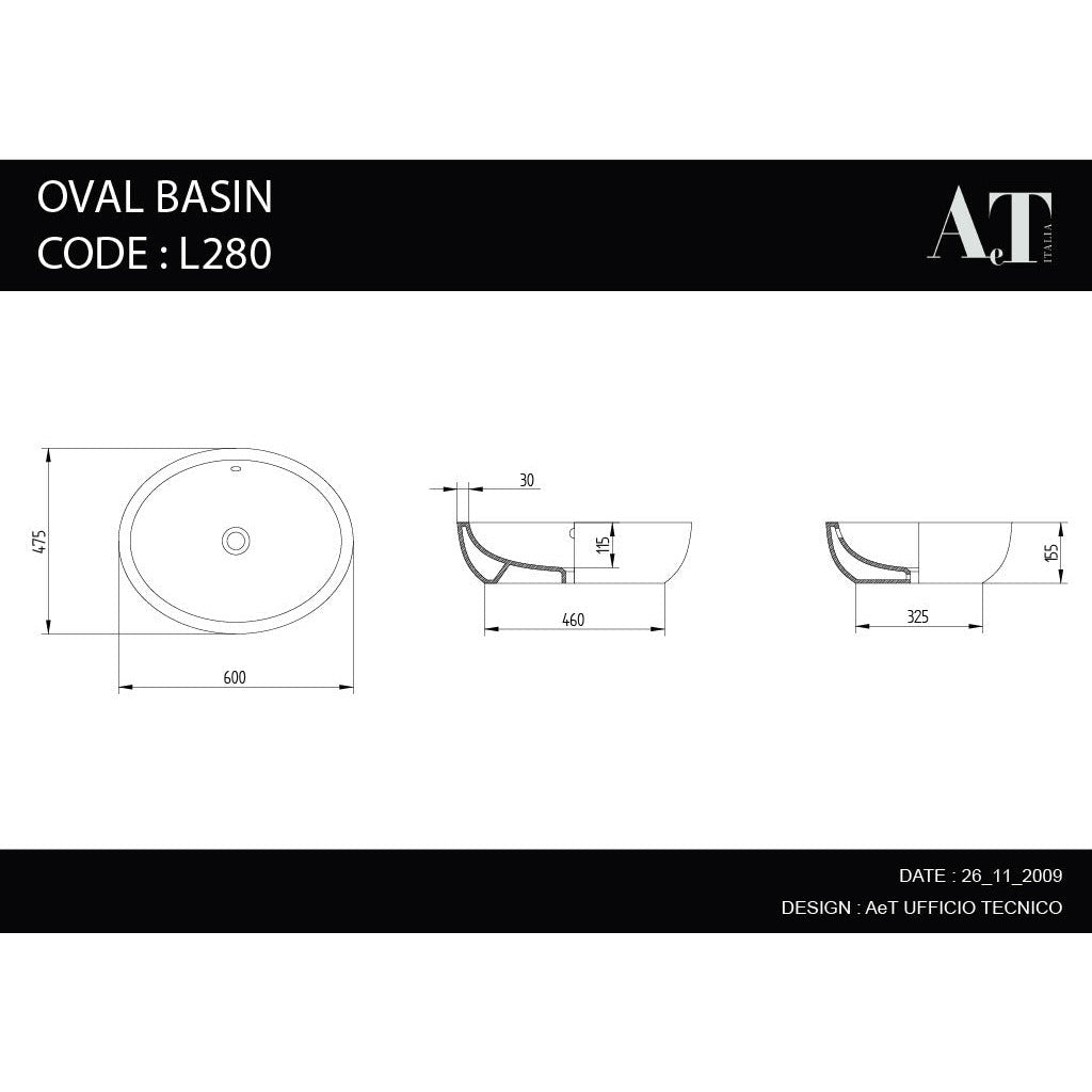 Porcelain Sink OVAL BASIN L280