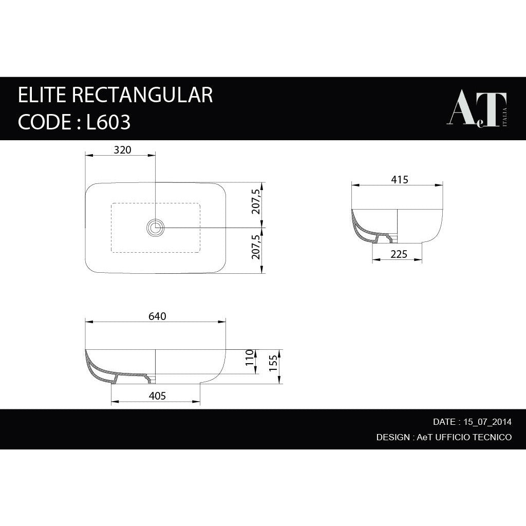 Lavello in Porcellana ELITE RETTANGOLARE L603