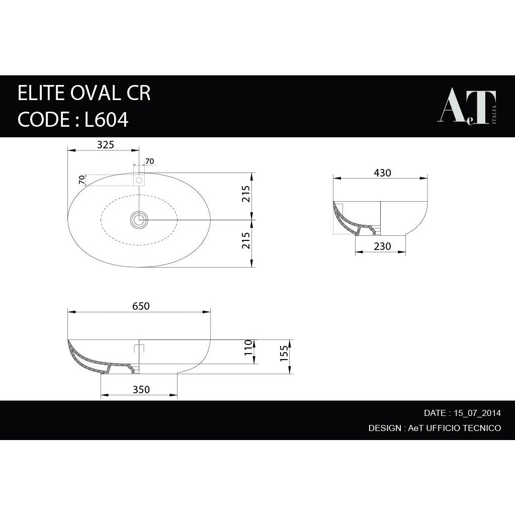 Évier en porcelaine ELITE OVAL CR L604