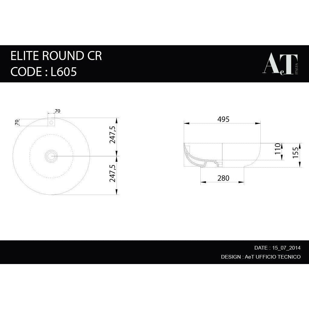 Porcelain Sink ELITE ROUND L605