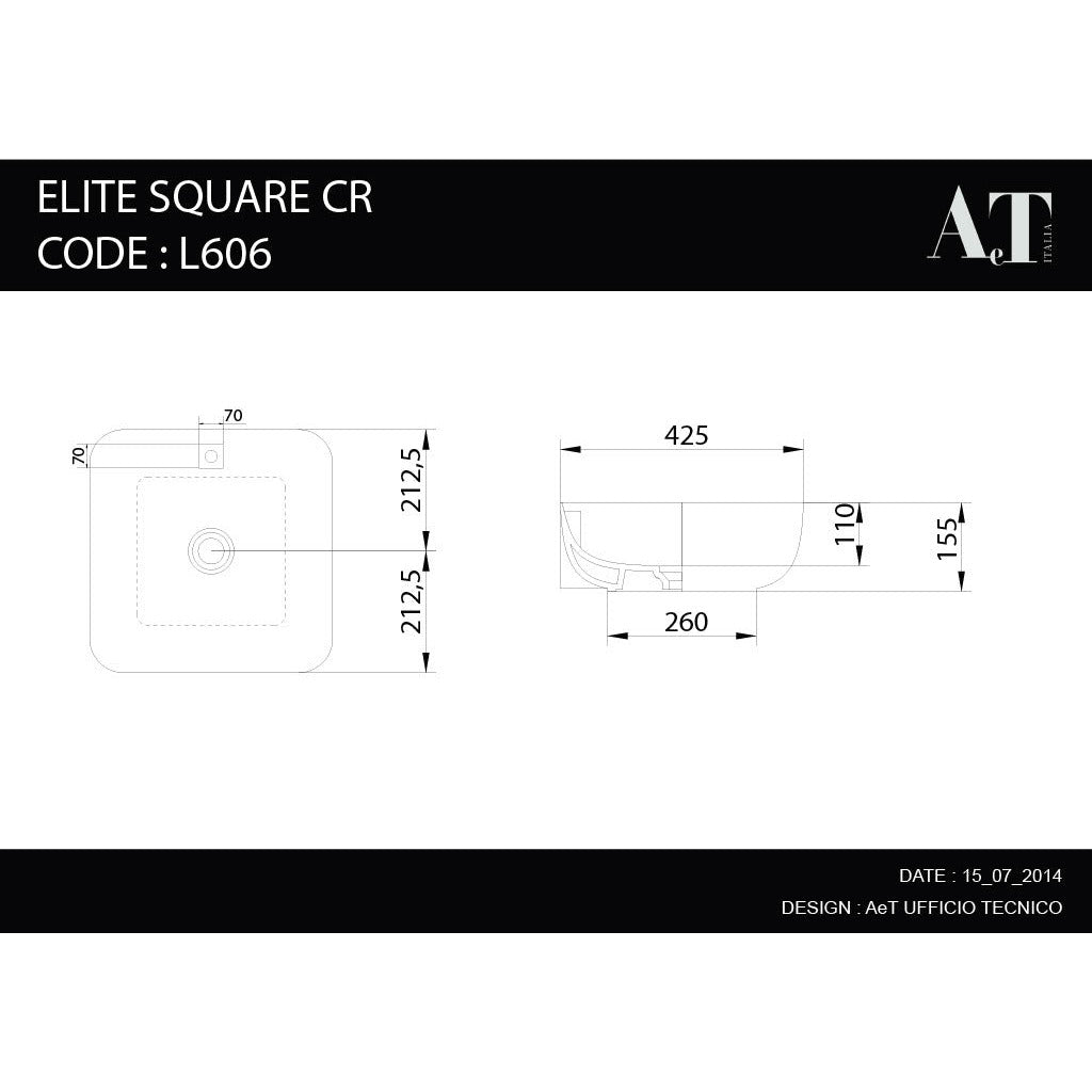 Lavabo en porcelaine ELITE SQUARE L606