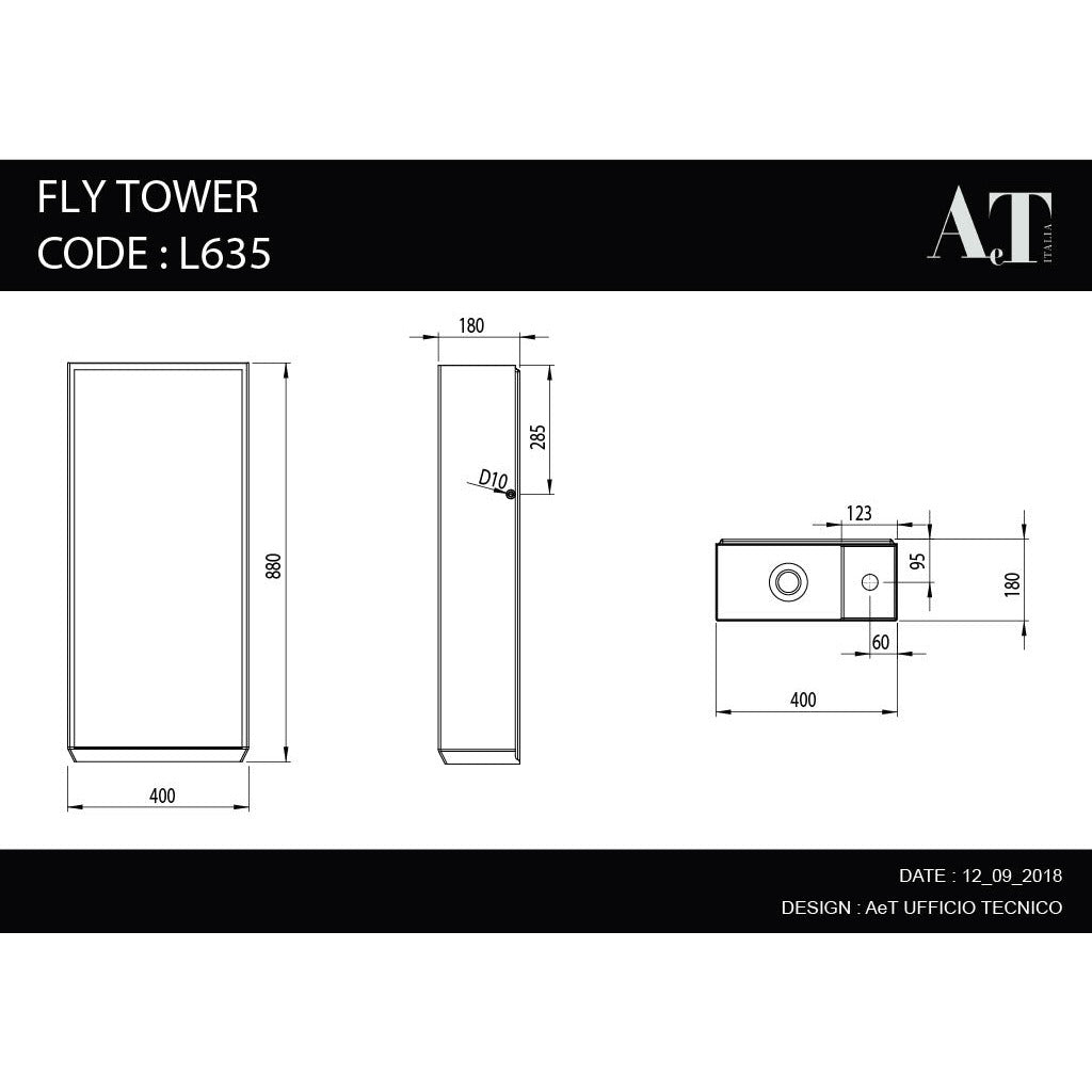 Vasque sur pied L635 FLY TOWER Porcelaine
