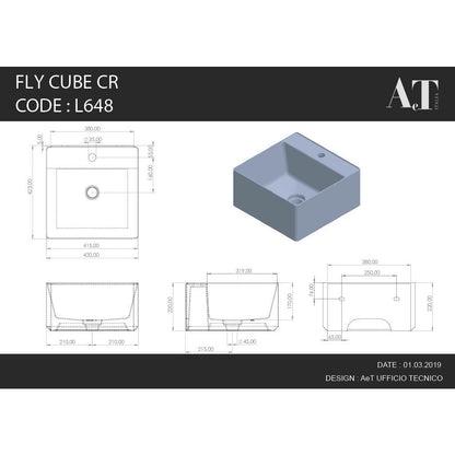 L648 FLY SQUARE CR H22 WASHBASIN