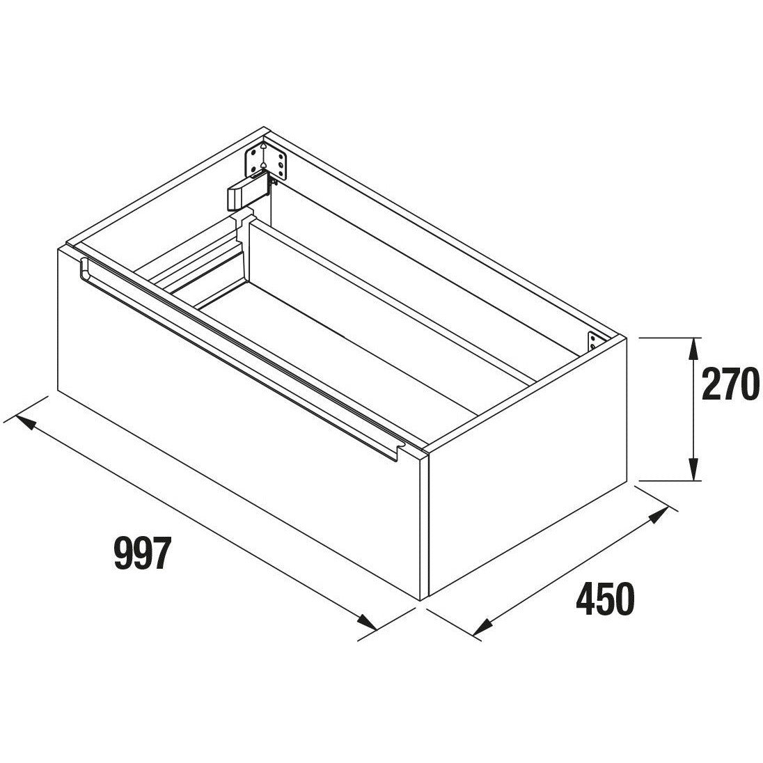 Storage unit 40 inches (1000) Monterrey 1 drawer Sbiancato