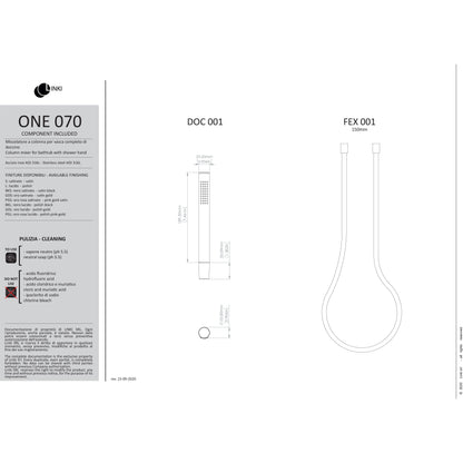 Robinet de baignoire autoportant One en acier inoxydable ONE070