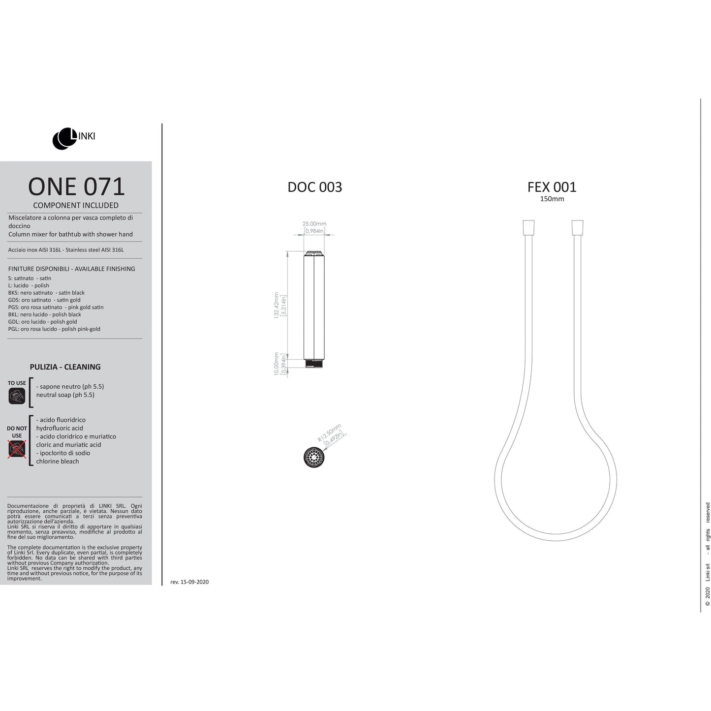 Bathtub faucet freestanding One stainless steel ONE071