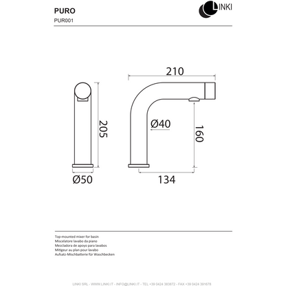 Lavabo faucet single hole Puro stainless steel PUR001