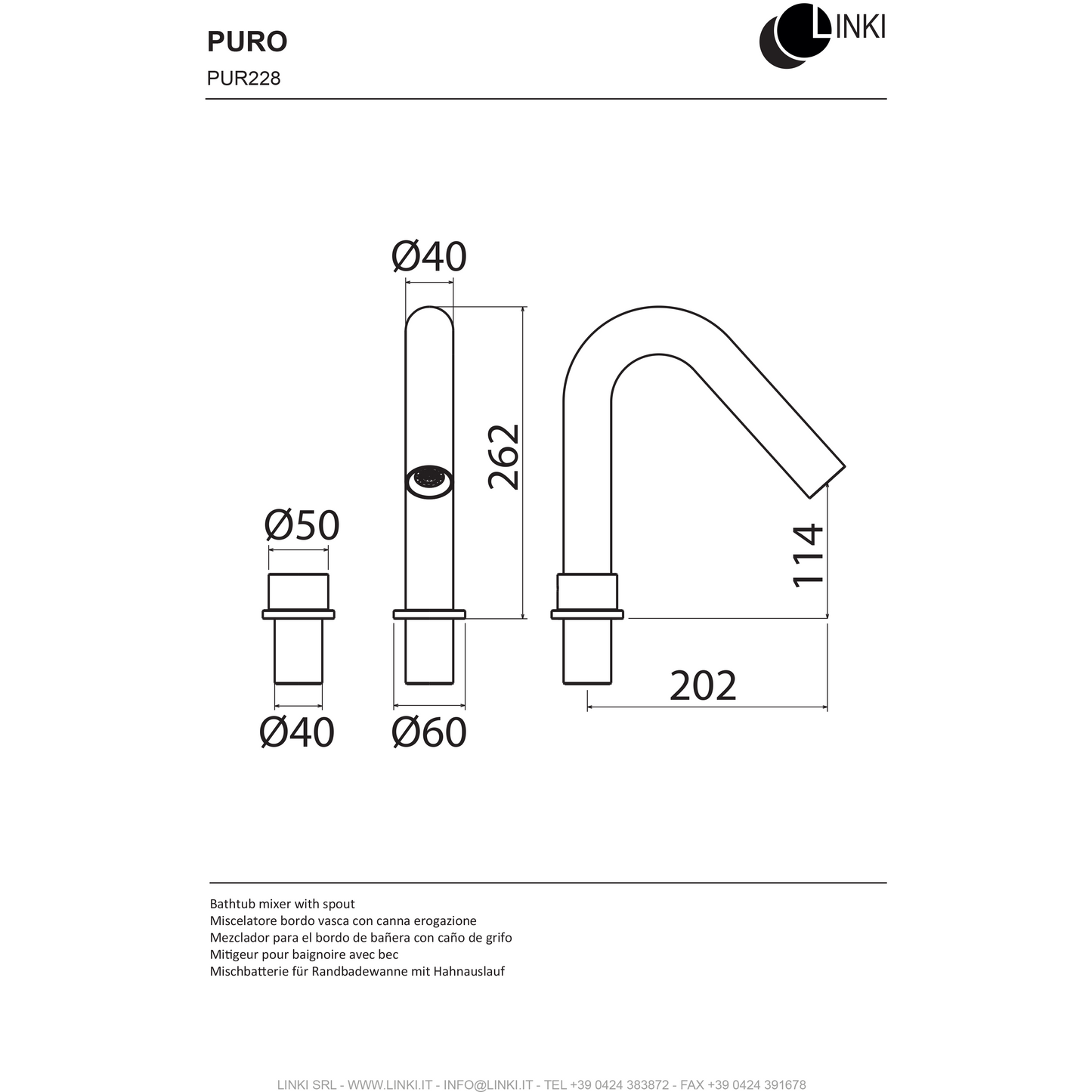 Bath faucet Puro stainless steel PUR228
