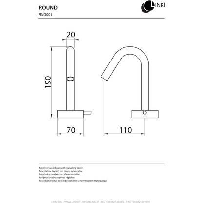 Lavabo faucet single hole Round stainless steel RND001