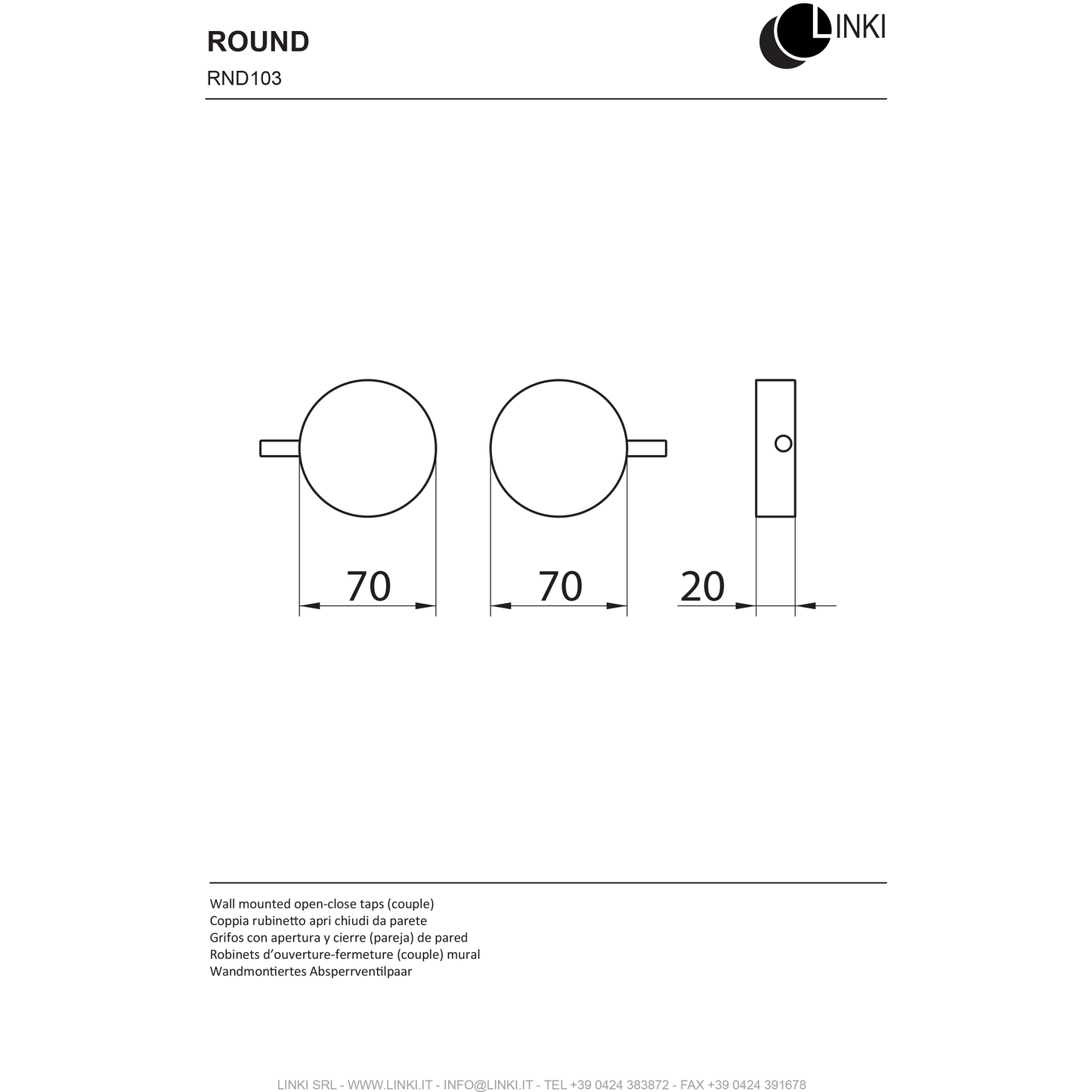 Paire de vannes d'arrêt Ronde Inox RND103 