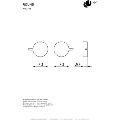 Shut off valves pair Round stainless steel RND103