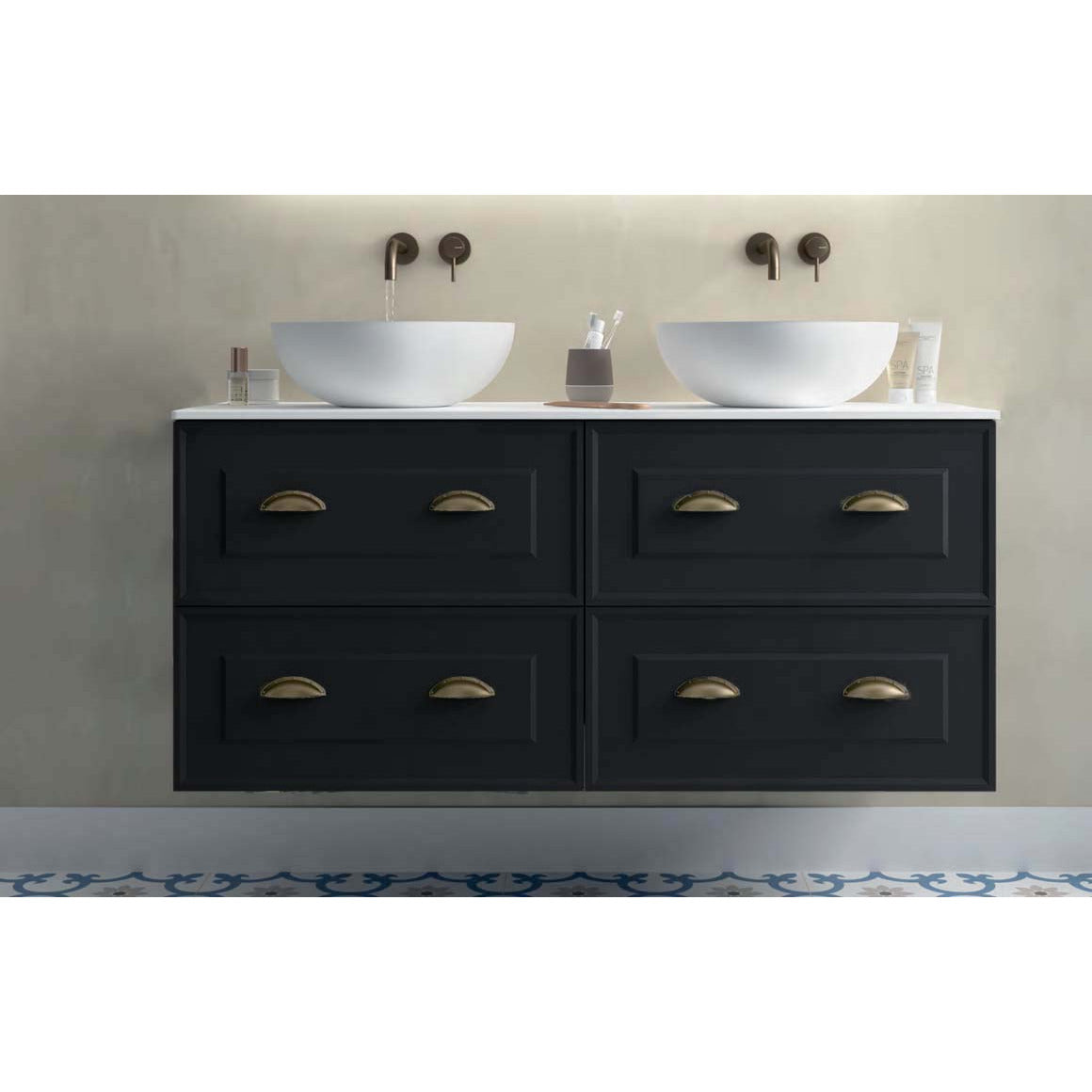 Vanité Renoir 48" (1200) 4 tiroirs Noir mat