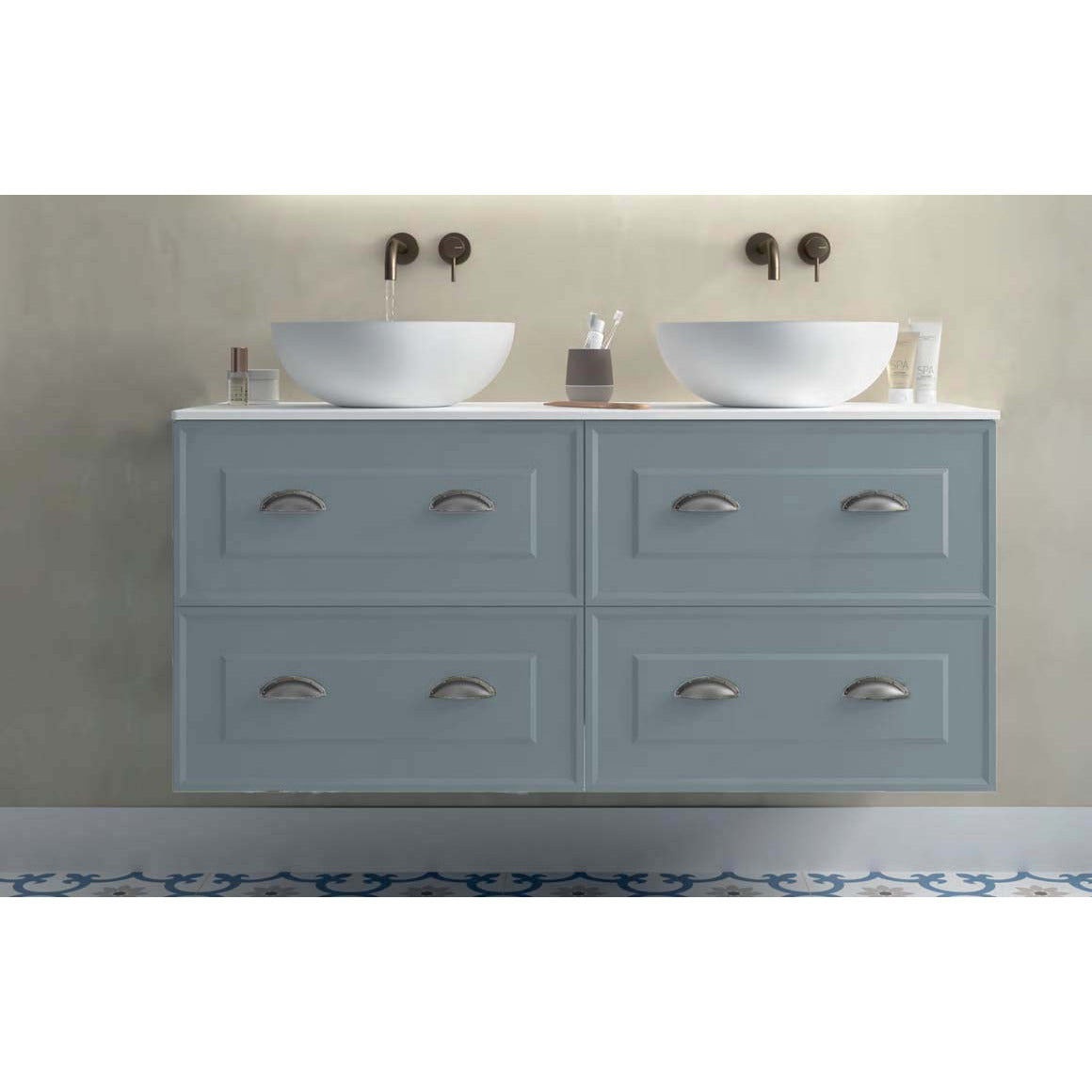 Vanity Renoir 48 inches (1200) 4 drawers Blue fog