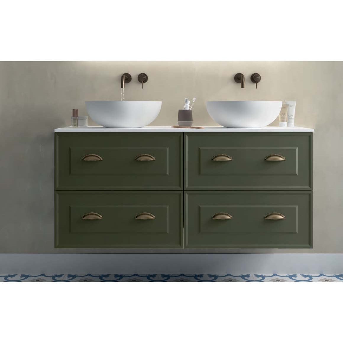 Vanity Renoir 48 inches (1200) 4 drawers Green forest