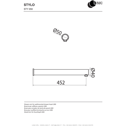 Shower arm wall mount Stylo stainless steel STY058