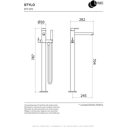 Bathtub faucet freestanding Stylo stainless steel STY070