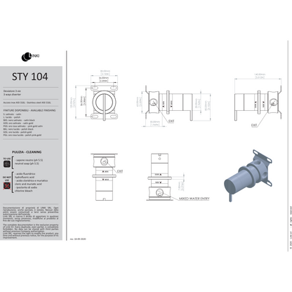 Diverter wall mount Stylo stainless steel STY403