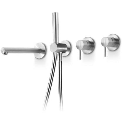 Bathtub tap set with shower hand and spout STYLO stainless steel STY331