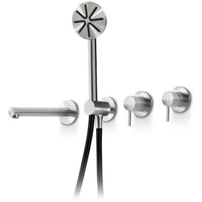 Bathtub tap set with shower hand and spout STYLO stainless steel STY332