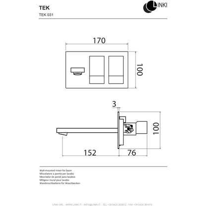 Robinet Lavabo support mural TEK inox TEK031