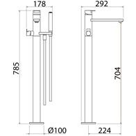 Bathtub faucet freestanding TEK stainless steel TEK071