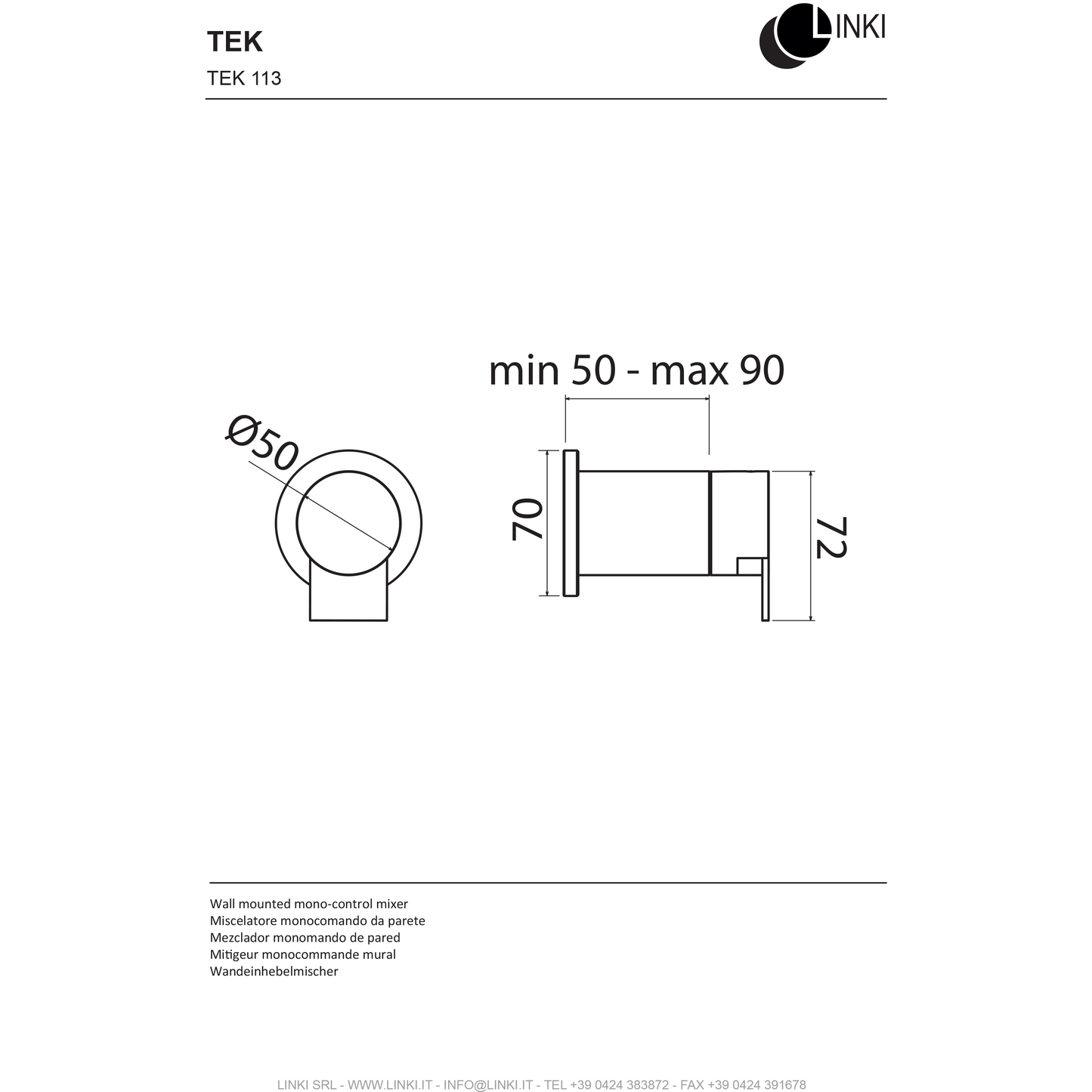 Lavabo mitigeur support mural TEK inox TEK113