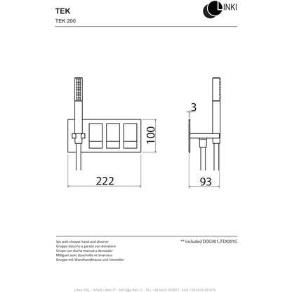 Bath and shower mixer wall mount TEK stainless steel TEK200