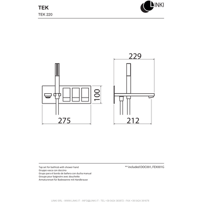 Bath and shower faucet wall mount TEK stainless steel TEK220