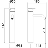 Lavabo faucet TEK ZERO stainless steel TOK010