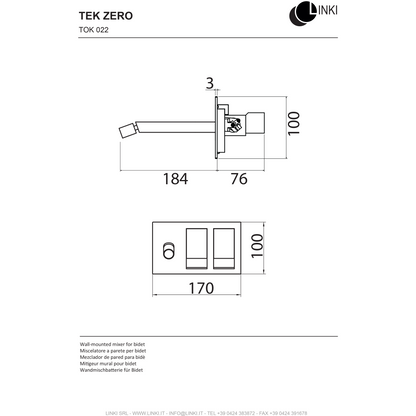 Bidet faucet wall mount TEK ZERO stainless steel TOK022